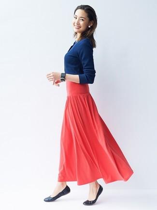 Falda Plisada Roja Larga