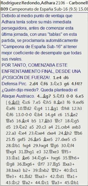 La partida que le dio el Campeonato de España Sub-16 a la tinerfeña WFM Adhara Rodríguez