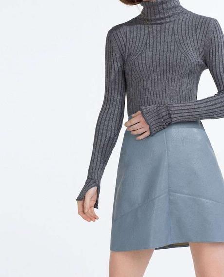 Falda Negra Polipiel Zara