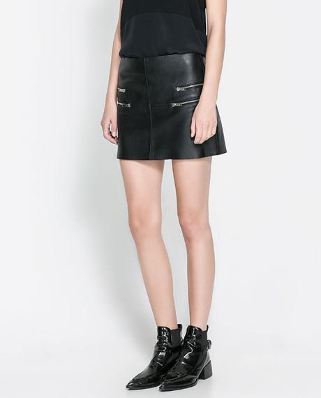 Falda Negra Polipiel Zara