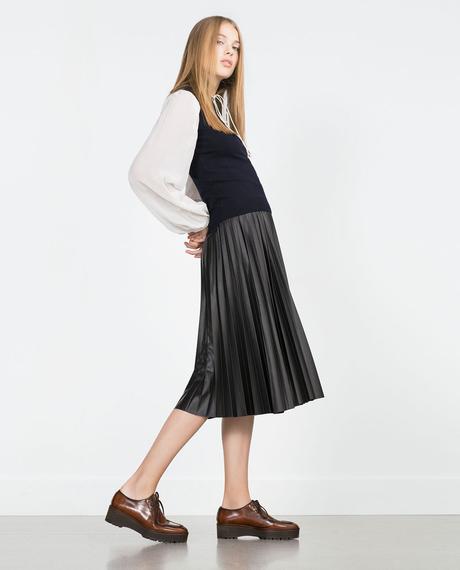 Falda Negra Polipiel Zara