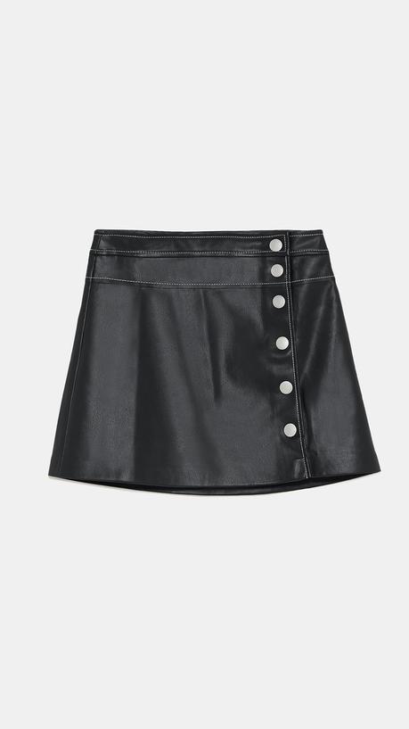 Falda Negra Polipiel Zara