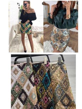 Falda De Lentejuelas De Colores