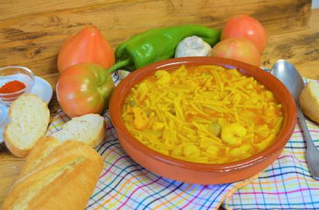 las delicias de Mayte, guiso de fideos, guiso de fideos amarillos, guiso de fideos con almejas, guiso de fideos con marisco, guiso de fideos con pescado, guiso de fideos gordos, guiso de fideos marinero, guiso marinero,