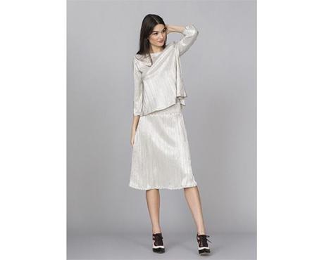 Falda Midi Plisada Metalizada