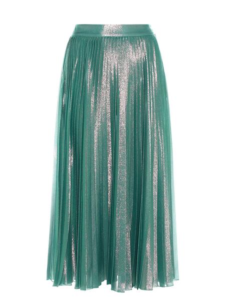 Falda Midi Plisada Metalizada