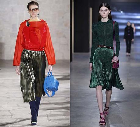 Falda Midi Plisada Metalizada