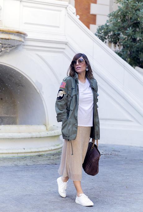 Falda Midi Plisada Metalizada