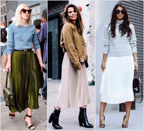 Falda Midi Plisada Metalizada