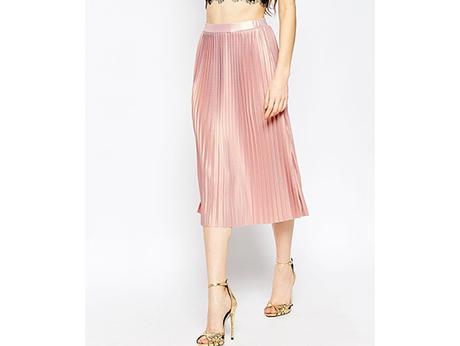 Falda Midi Plisada Metalizada