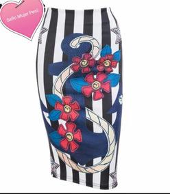 Falda Tubo Estampado Flores