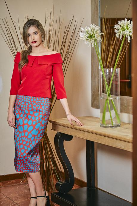 Falda Tubo Estampado Flores