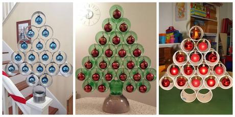 10 Ideas Espectaculares de arboles navideños hecho de botellas y tubos