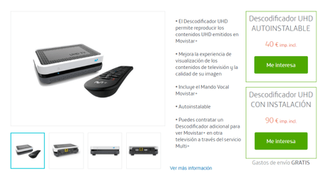 Movistar sube el precio de su descodificador UHD a 40 euros