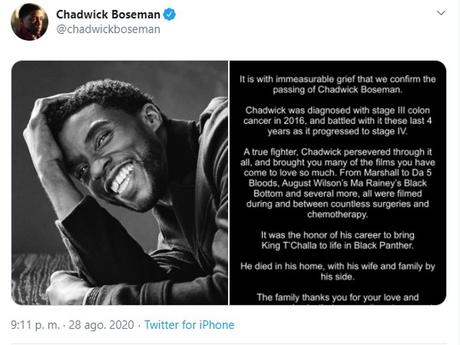 Muere actor Chadwick Boseman a los 43 años