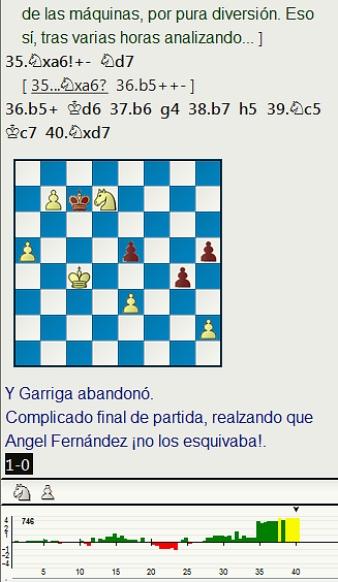 La reñida victoria de Angel Fernández sobre Josep Garriga en la 9ª ronda del Campeonato de España de 1967
