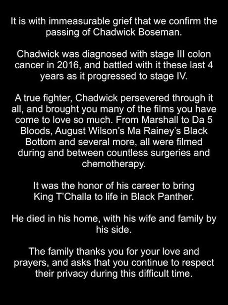 Chadwick Boseman nos ha dejado