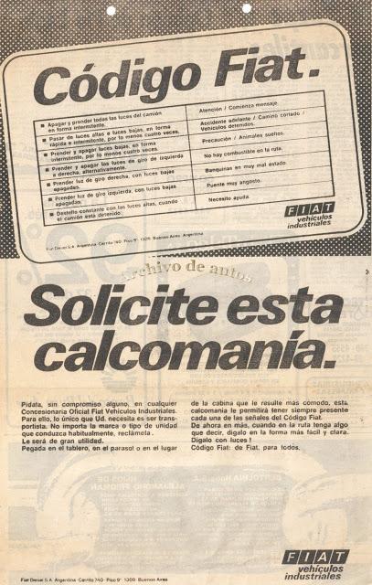 Código Fiat, señales luminosas en las rutas argentinas Código Fiat, señales luminosas en las rutas argentinas