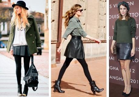 Look Falda Polipiel Verde