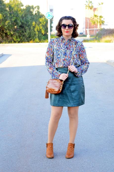 Look Falda Polipiel Verde
