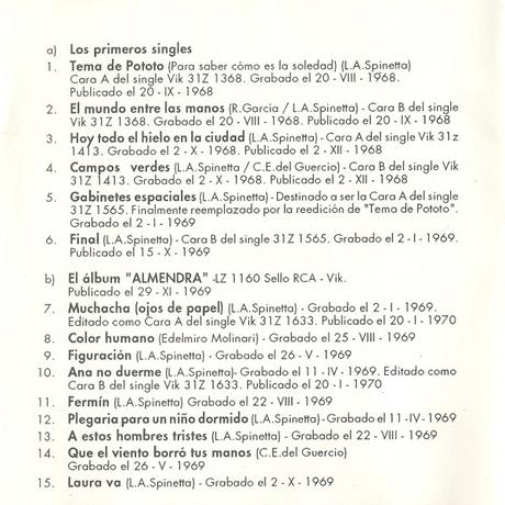 Almendra - Cronología (Primer álbum y Singles - 1969 - 1992) Almendra - Cronología (Primer álbum y Singles - 1969 - 1992)