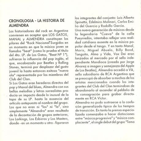 Almendra - Cronología (Primer álbum y Singles - 1969 - 1992) Almendra - Cronología (Primer álbum y Singles - 1969 - 1992)