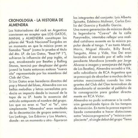 Almendra - Cronología (Primer álbum y Singles - 1969 - 1992)