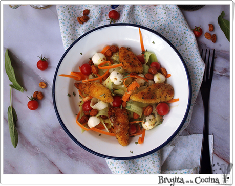 Ensalada calabacin con pollo y cacahuetes