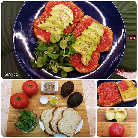 Tostada con tomate y aguacate Tostada con tomate y aguacate