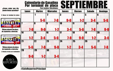 Conozca como quedó el calendario de septiembre para la venta de gasolina