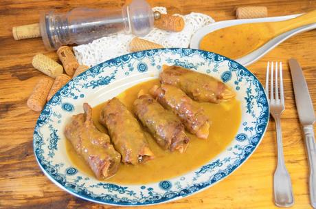 las delicias de Mayte, rollito de ternera relleno, rollitos de ternera, rollitos de ternera a la cerveza, rollitos de ternera en salsa, rollitos de ternera rellenos en salsa,