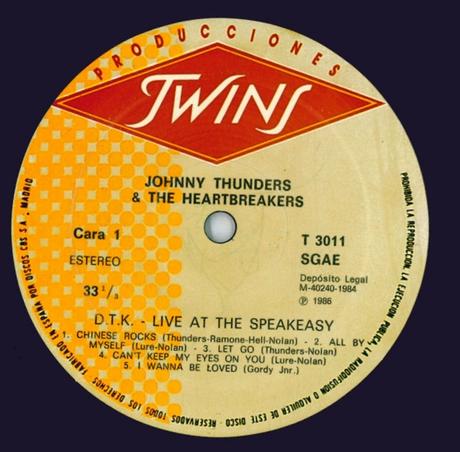 Johnny Thunders & the heartbreakers -Down To Kill (Live At The Speakeasy) Lp 1984