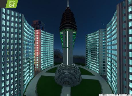 Minecrafteate en RTX, Nº2: Ciudad nocturna con neones.