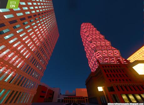 Minecrafteate en RTX, Nº2: Ciudad nocturna con neones.