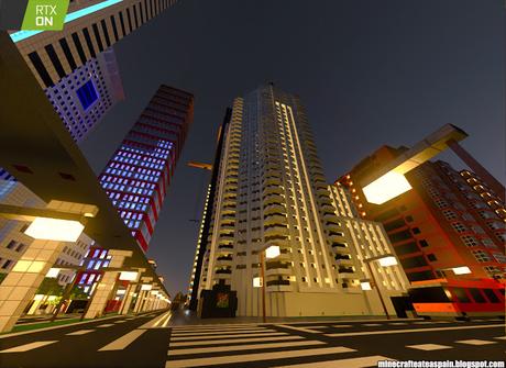 Minecrafteate en RTX, Nº2: Ciudad nocturna con neones.