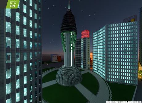 Minecrafteate en RTX, Nº2: Ciudad nocturna con neones.