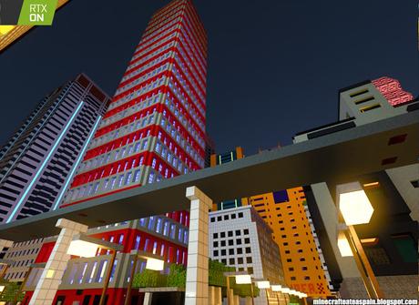 Minecrafteate en RTX, Nº2: Ciudad nocturna con neones.