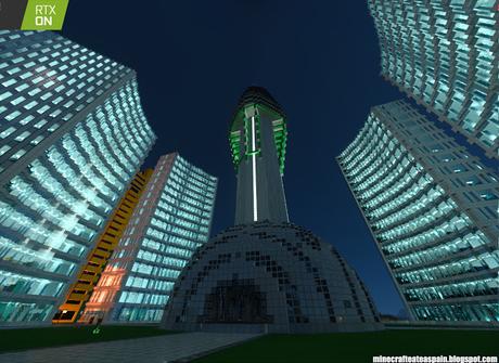 Minecrafteate en RTX, Nº2: Ciudad nocturna con neones.