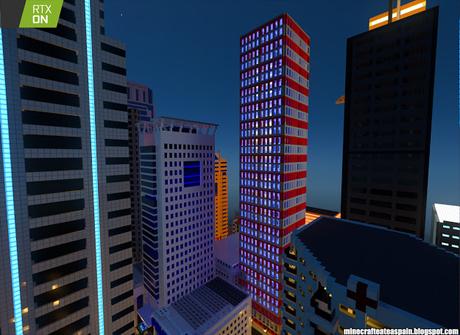 Minecrafteate en RTX, Nº2: Ciudad nocturna con neones.