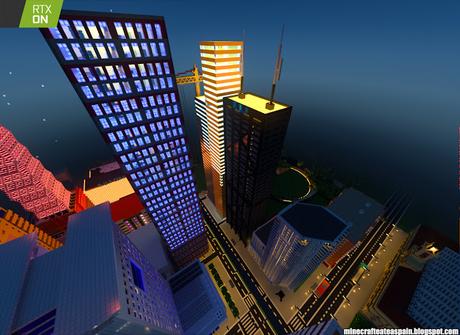 Minecrafteate en RTX, Nº2: Ciudad nocturna con neones.