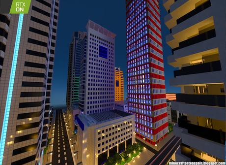 Minecrafteate en RTX, Nº2: Ciudad nocturna con neones.