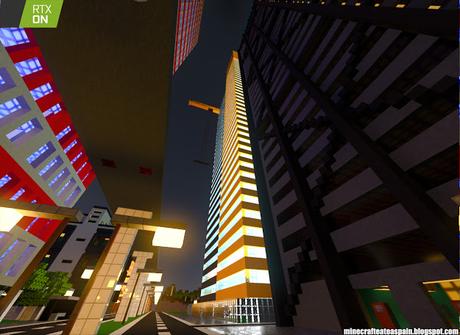 Minecrafteate en RTX, Nº2: Ciudad nocturna con neones.