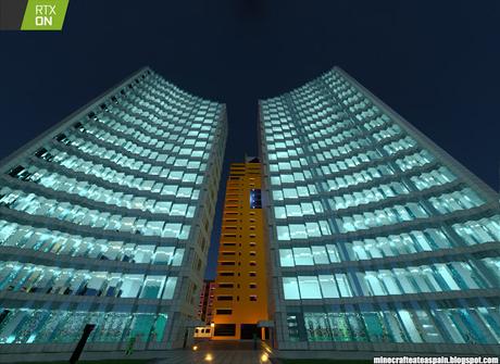 Minecrafteate en RTX, Nº2: Ciudad nocturna con neones.