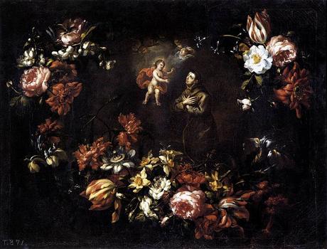 File:Bartolomé Pérez - Garland of Flowers with St Anthony of Padua - WGA17191.jpg