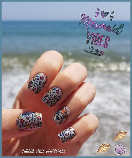 Sirenita en el mar (manicura de vacaciones)