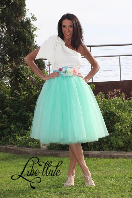 Falda Tul Azul Turquesa