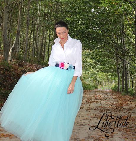 Falda Tul Azul Turquesa