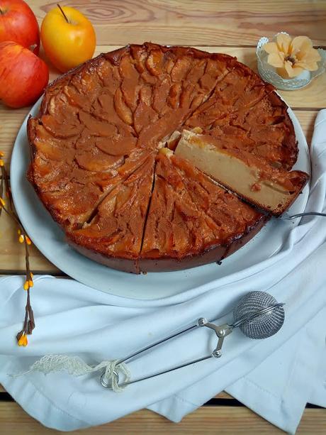 Receta de tarta flan de manzana, canela, postre, merienda, pastel, fácil, rico, con horno, Cuca Receta de tarta flan de manzana, canela, postre, merienda, pastel, fácil, rico, con horno, Cuca