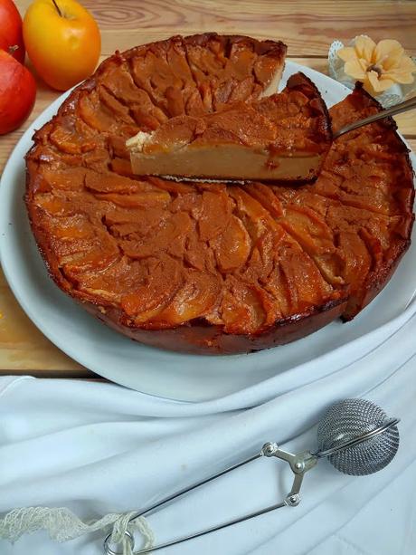 Receta de tarta flan de manzana, canela, postre, merienda, pastel, fácil, rico, con horno, Cuca Receta de tarta flan de manzana, canela, postre, merienda, pastel, fácil, rico, con horno, Cuca