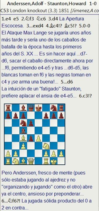 3 a 0 para Anderssen en una complicada partida del Torneo Internacional de Londres de 1851